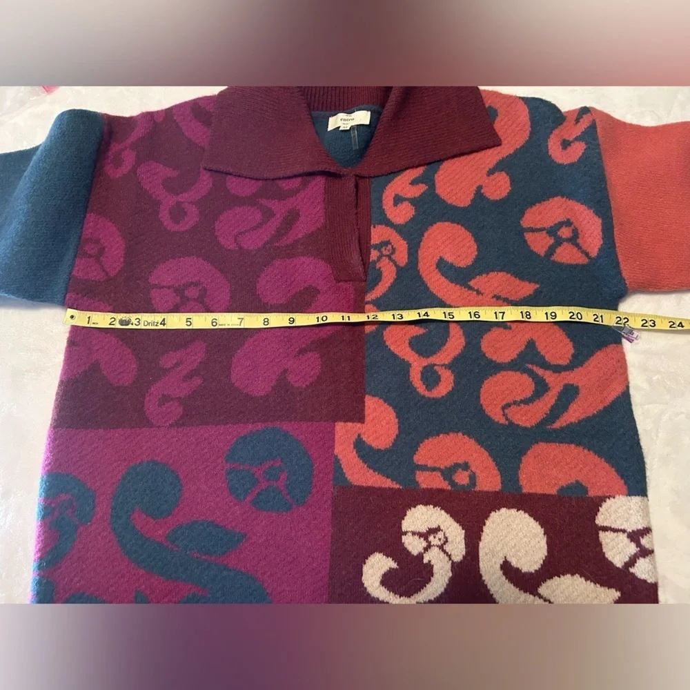 Entro Burgundy and Navy Knit Sweater